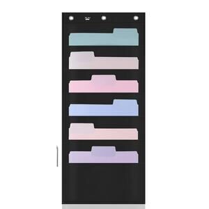 3 Ring Hanging File Organizer 6 Pockets for A4 Paper 32 in x 14 in Black s29